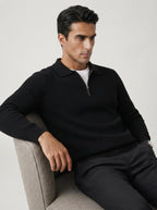 Fitted Knit Quarter Zip Sweater