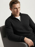 Quarter-Zip Waffle Knit Pullover