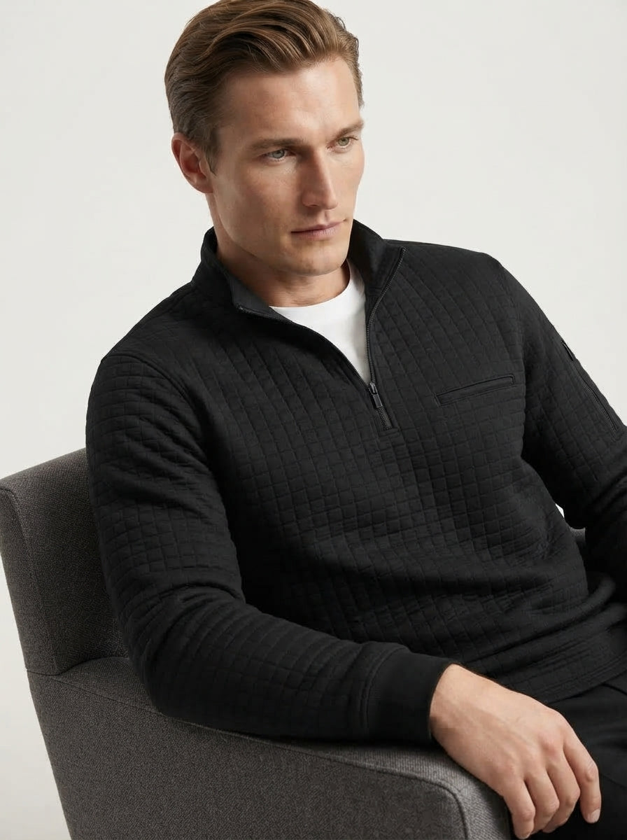 Quarter-Zip Waffle Knit Pullover