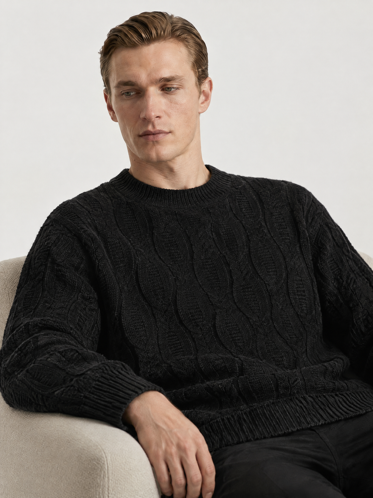 Cable Knit Crewneck Sweater