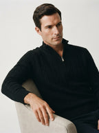 Merino Wool Cable Knit Quarter Zip Sweater