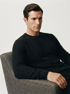 Textured Viscose Crewneck Sweater