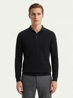 Fitted Long Sleeve Polo Waffle Shirt