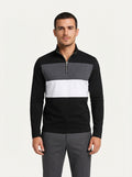 Knitted Colour Block Quarter-Zip Polo Shirt