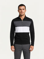 Knitted Colour Block Quarter-Zip Polo Shirt