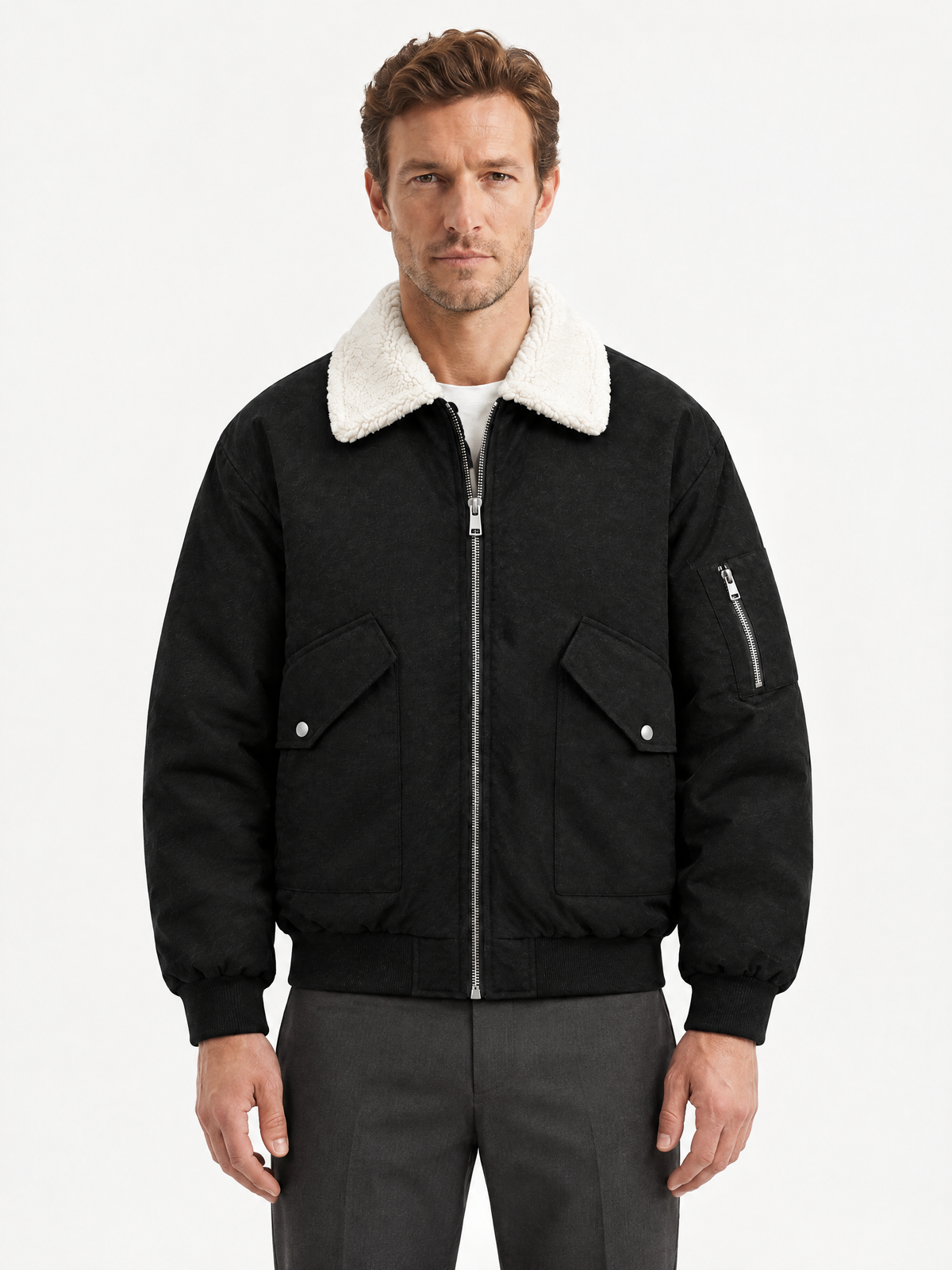 Contrast Collar Aviator Jacket