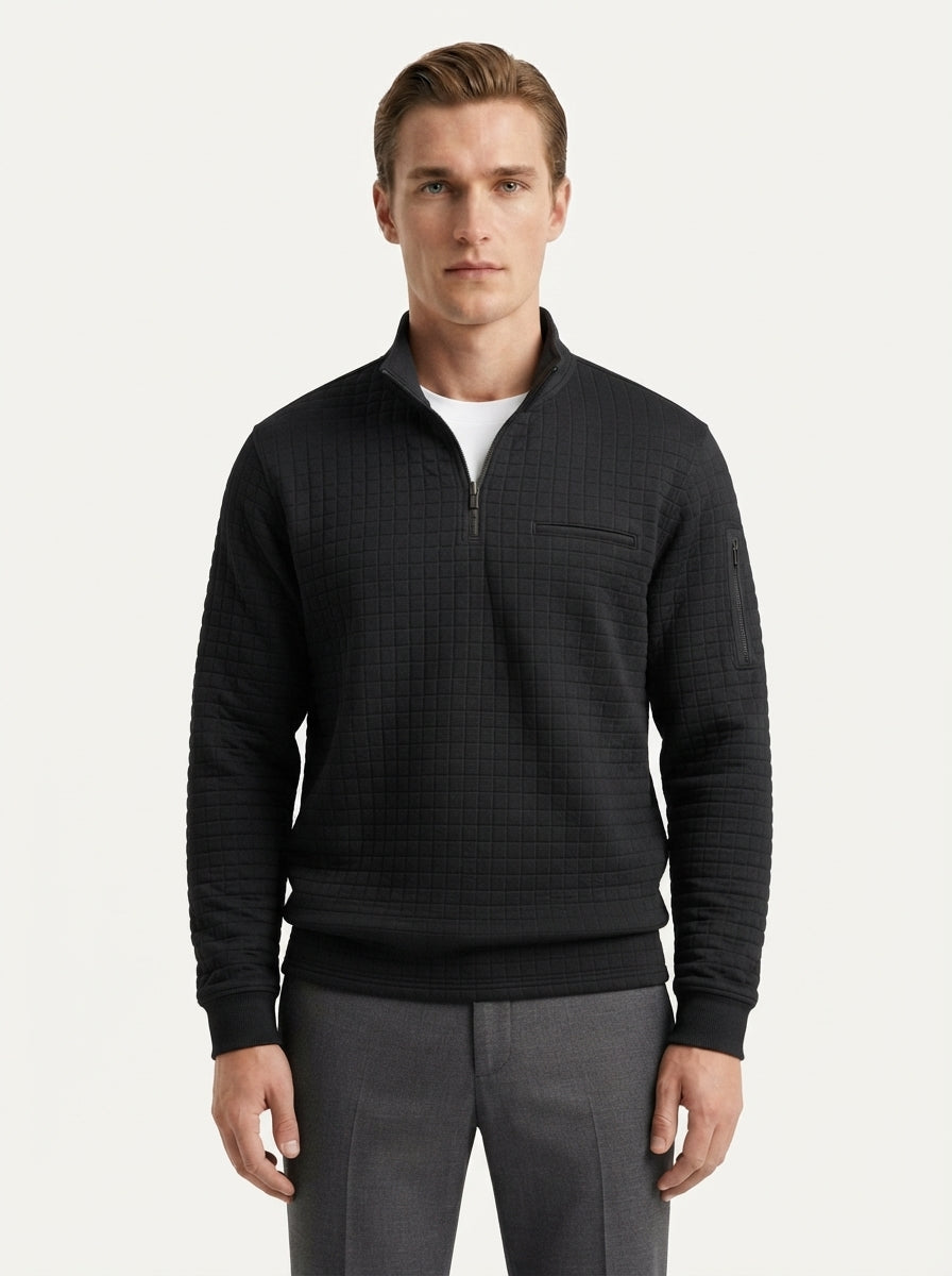 Quarter-Zip Waffle Knit Pullover
