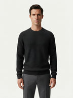 Textured Viscose Crewneck Sweater