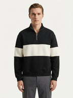 Casual Knitted Colorblock Half-Zip Sweatshirt