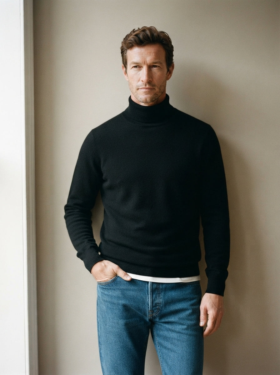Sophisticated Wool Blend Turtleneck Sweater