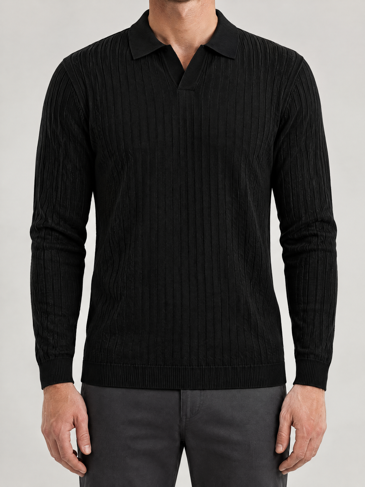 Enzo Ribbed Polo Sweater