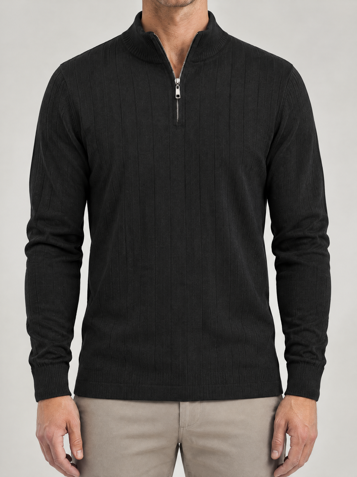 Reid Ribbed Stand Collar Quarter Zip