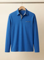 Lightweight Checkered Long Sleeve Polo Shirt