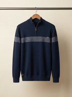 Refined Cotton Striped Quarter-Zip Sweater