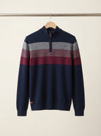 Casual Striped Cotton Quarter-Zip Sweater