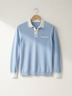 Long Sleeve Polo Shirt Contrast Collar
