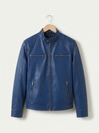 Casual Leather Stand Collar Biker Jacket