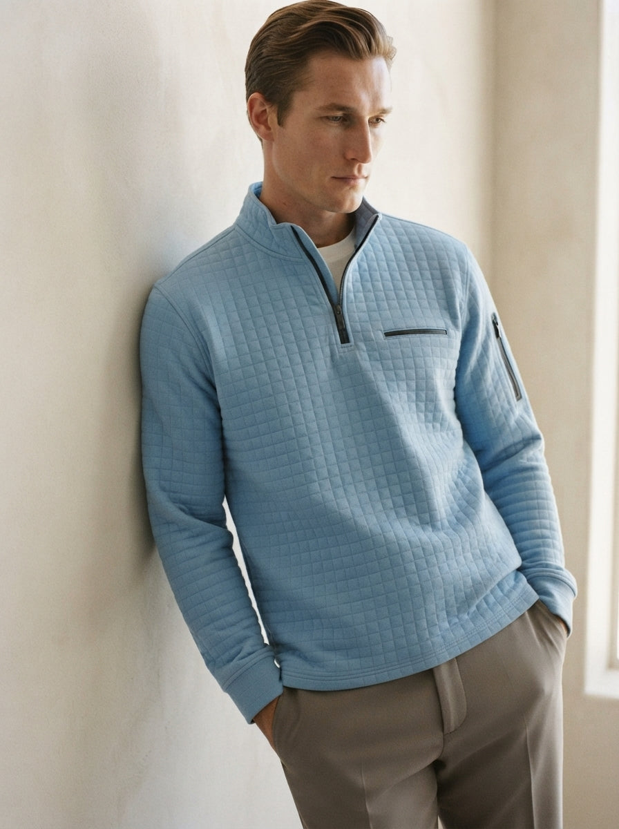 Quarter-Zip Waffle Knit Pullover