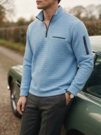 Quarter-Zip Waffle Knit Pullover