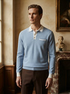 Long Sleeve Polo Shirt Contrast Collar