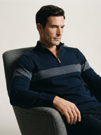 Refined Cotton Striped Quarter-Zip Sweater