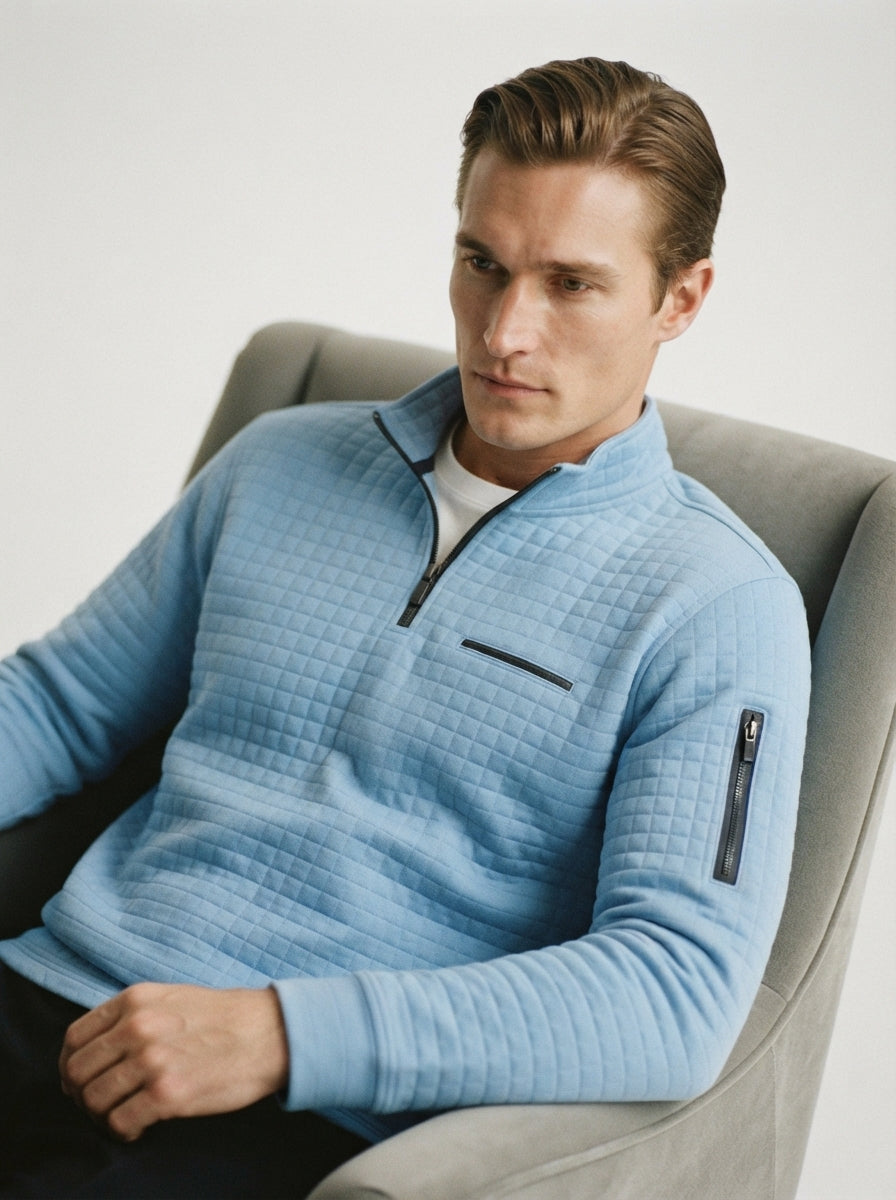 Quarter-Zip Waffle Knit Pullover