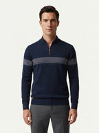 Refined Cotton Striped Quarter-Zip Sweater