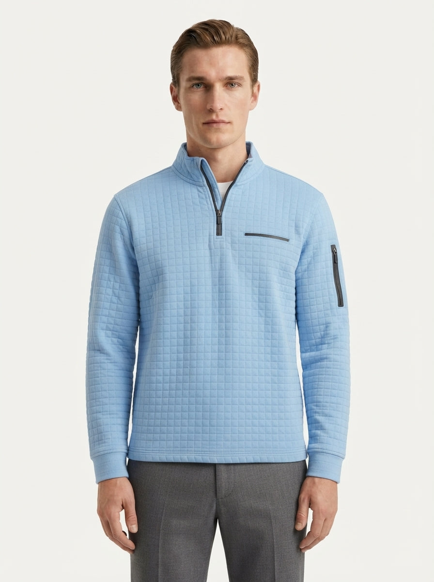 Quarter-Zip Waffle Knit Pullover