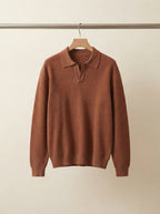 Men's Smart Casual Textured Knit Polo Sweater