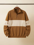 Casual Knitted Colorblock Half-Zip Sweatshirt