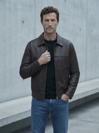Slim Fit Leather Zip Jacket