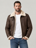 Faux Fur Collared Leather Jacket
