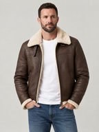 Faux Fur Collared Leather Jacket