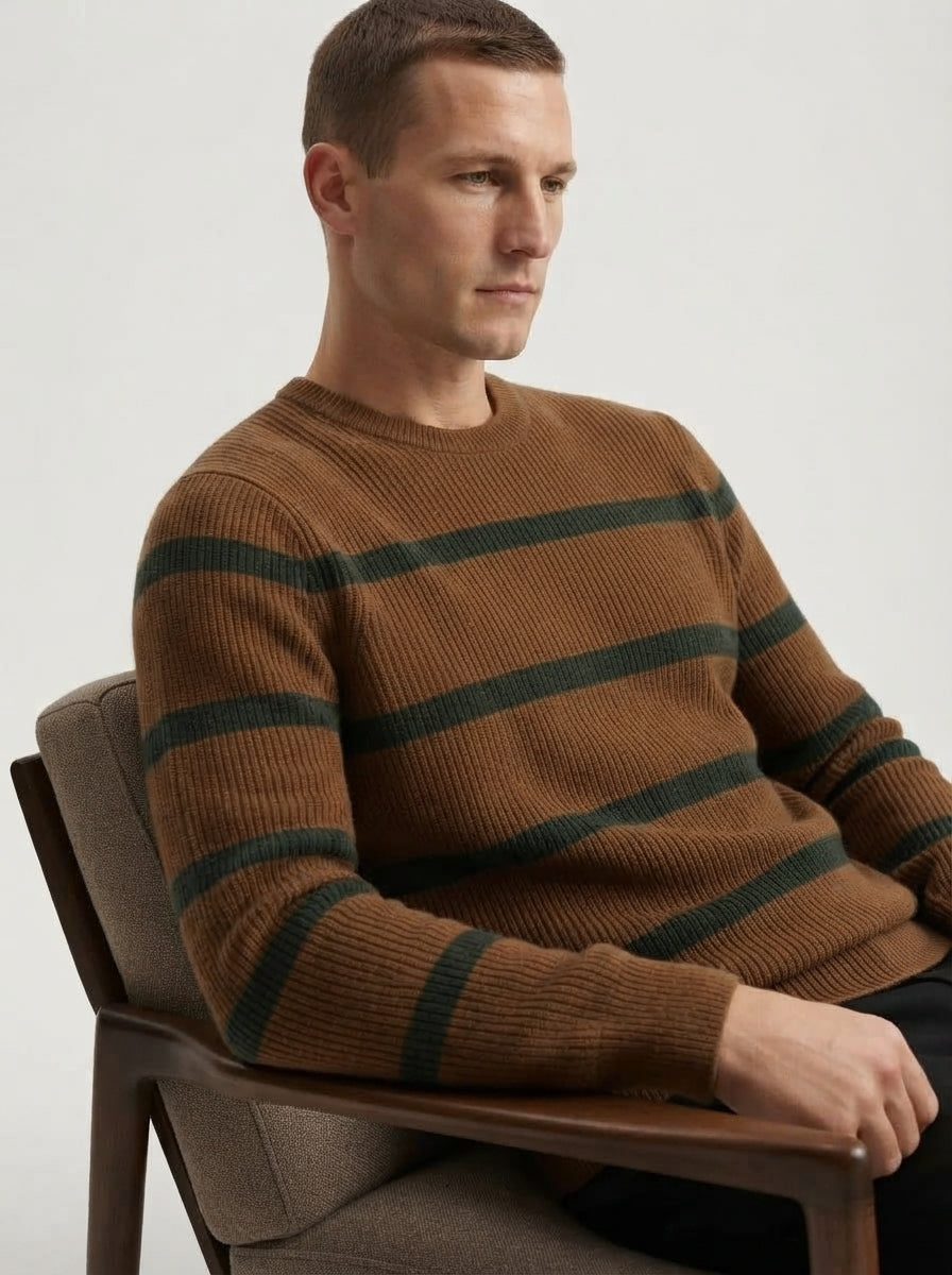 Wool Striped Crew Neck Sweater