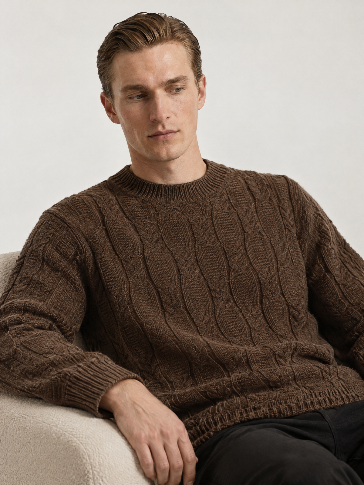 Cable Knit Crewneck Sweater
