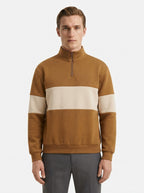 Casual Knitted Colorblock Half-Zip Sweatshirt