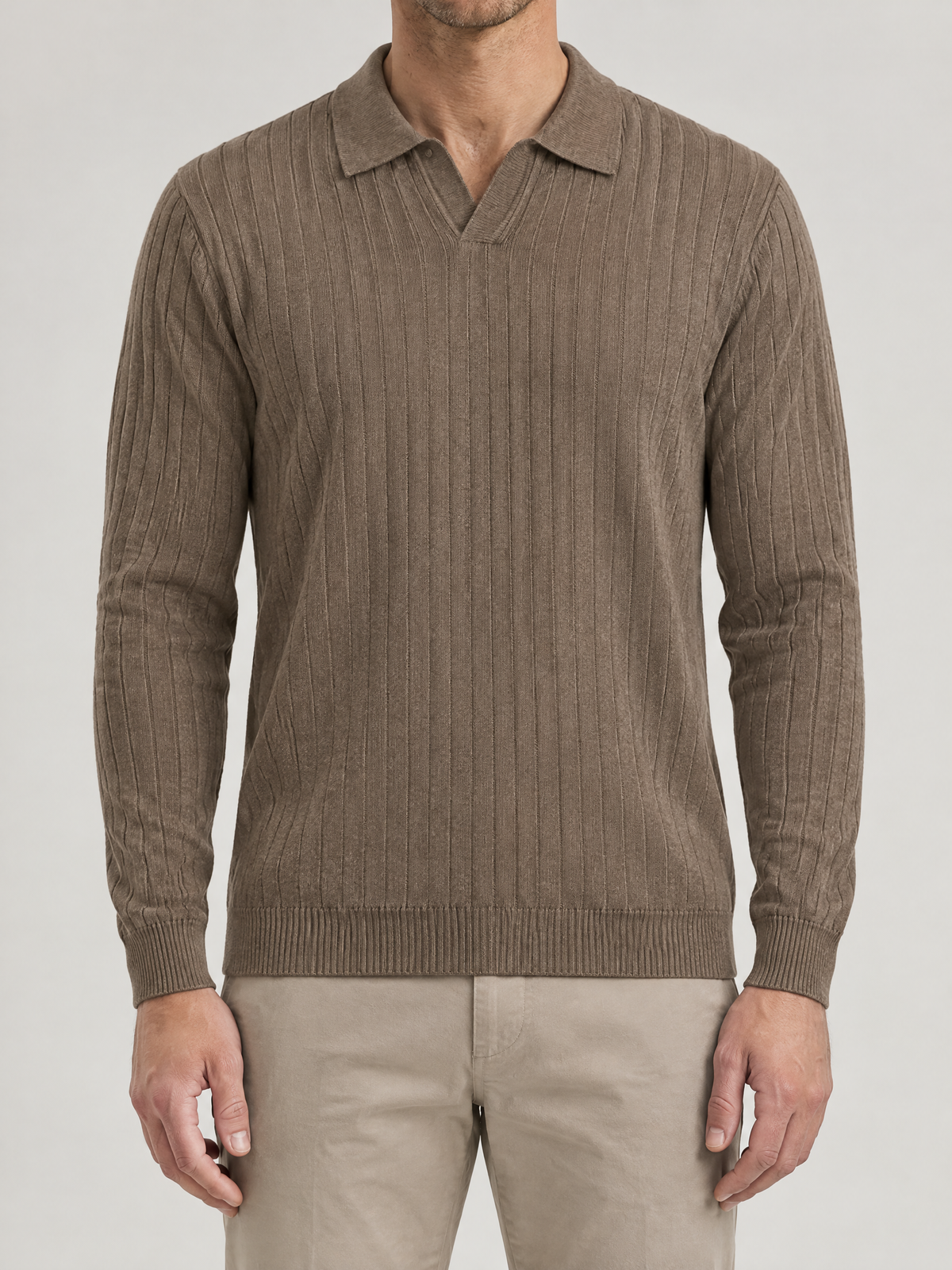 Enzo Ribbed Polo Sweater