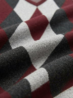 Smart-Casual Knitted Argyle V-Neck Sweater Vest - Burgundy