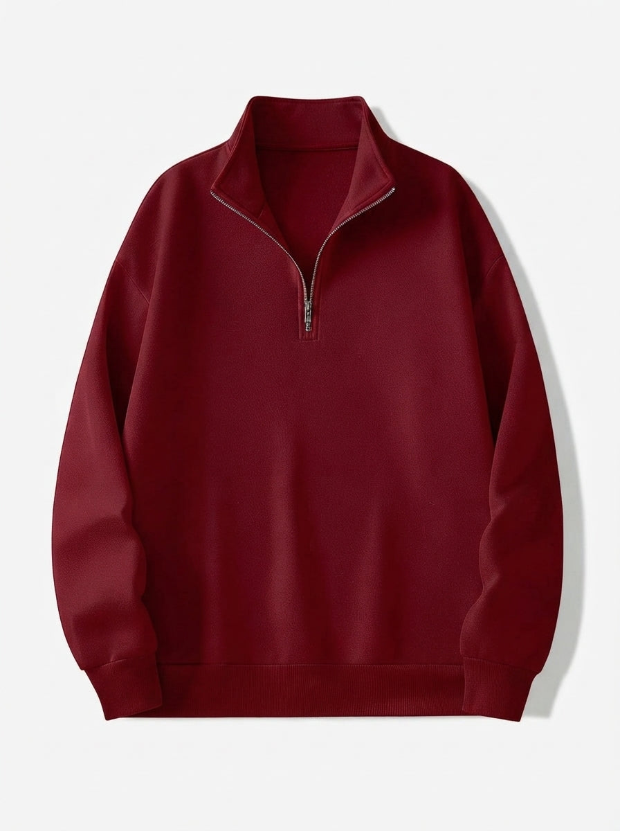 Men's Casual Polyester Half-Zip Sweatshirt