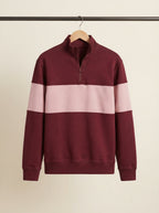 Casual Knitted Colorblock Half-Zip Sweatshirt