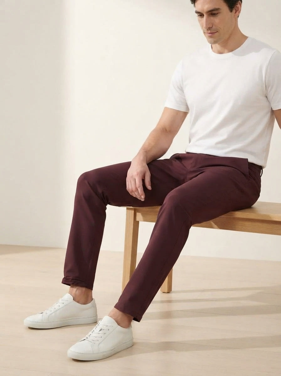 Men's Smart Casual Stretch Solid Trousers