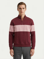 Casual Knitted Colorblock Half-Zip Sweatshirt