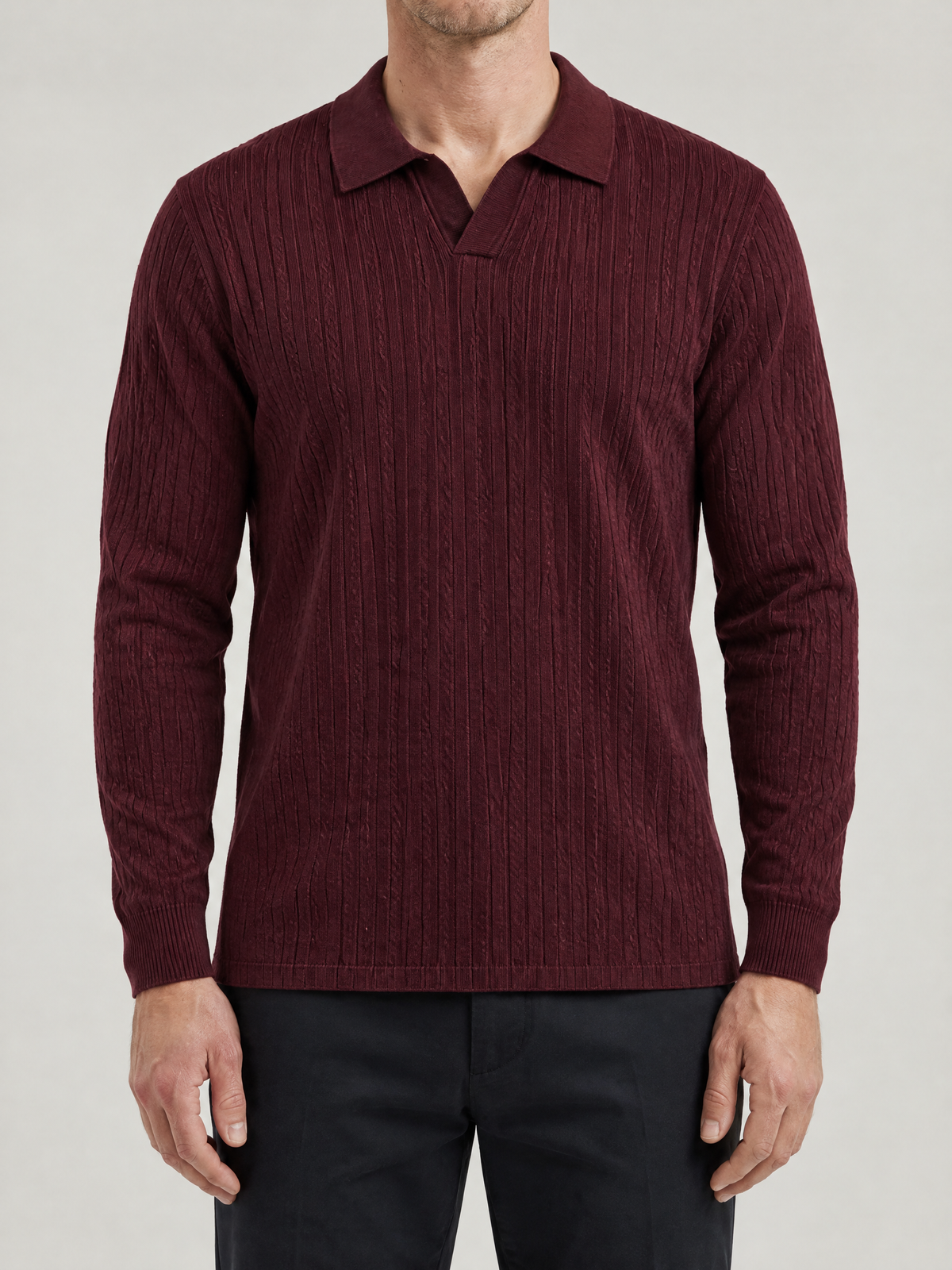 Enzo Ribbed Polo Sweater