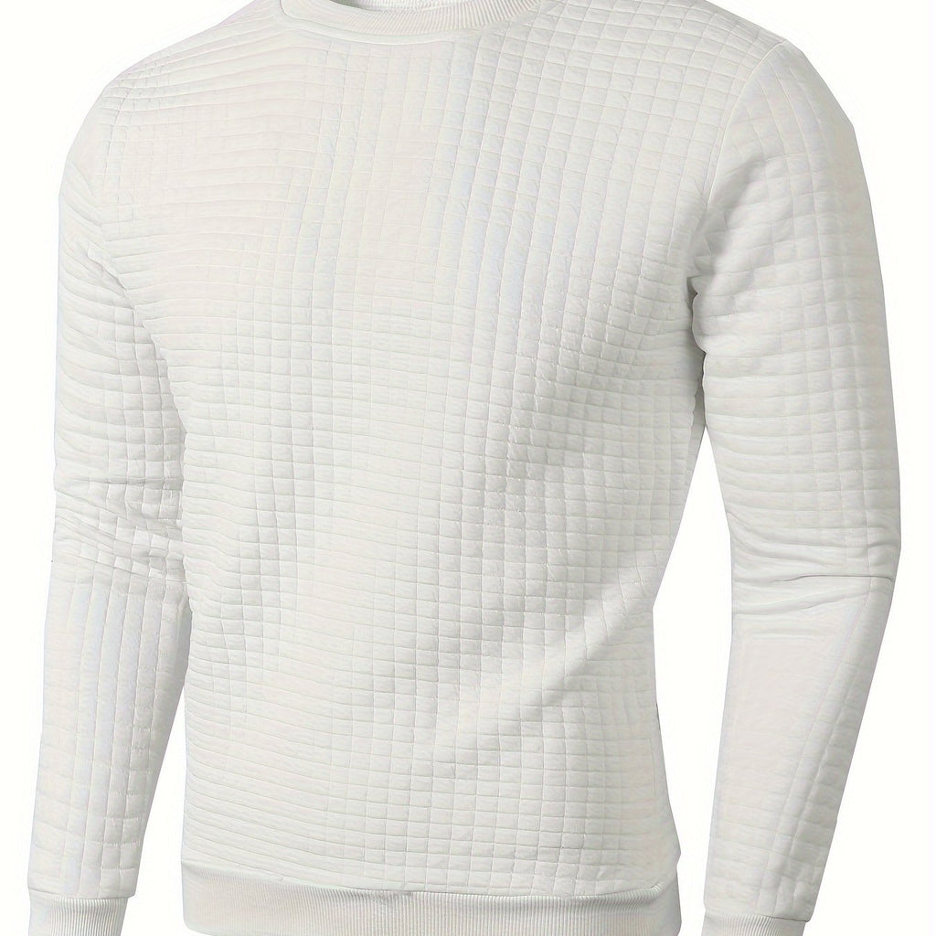 Men's Casual Jacquard Plaid Long Sleeve Pullover Sweater