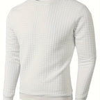Men's Casual Jacquard Plaid Long Sleeve Pullover Sweater