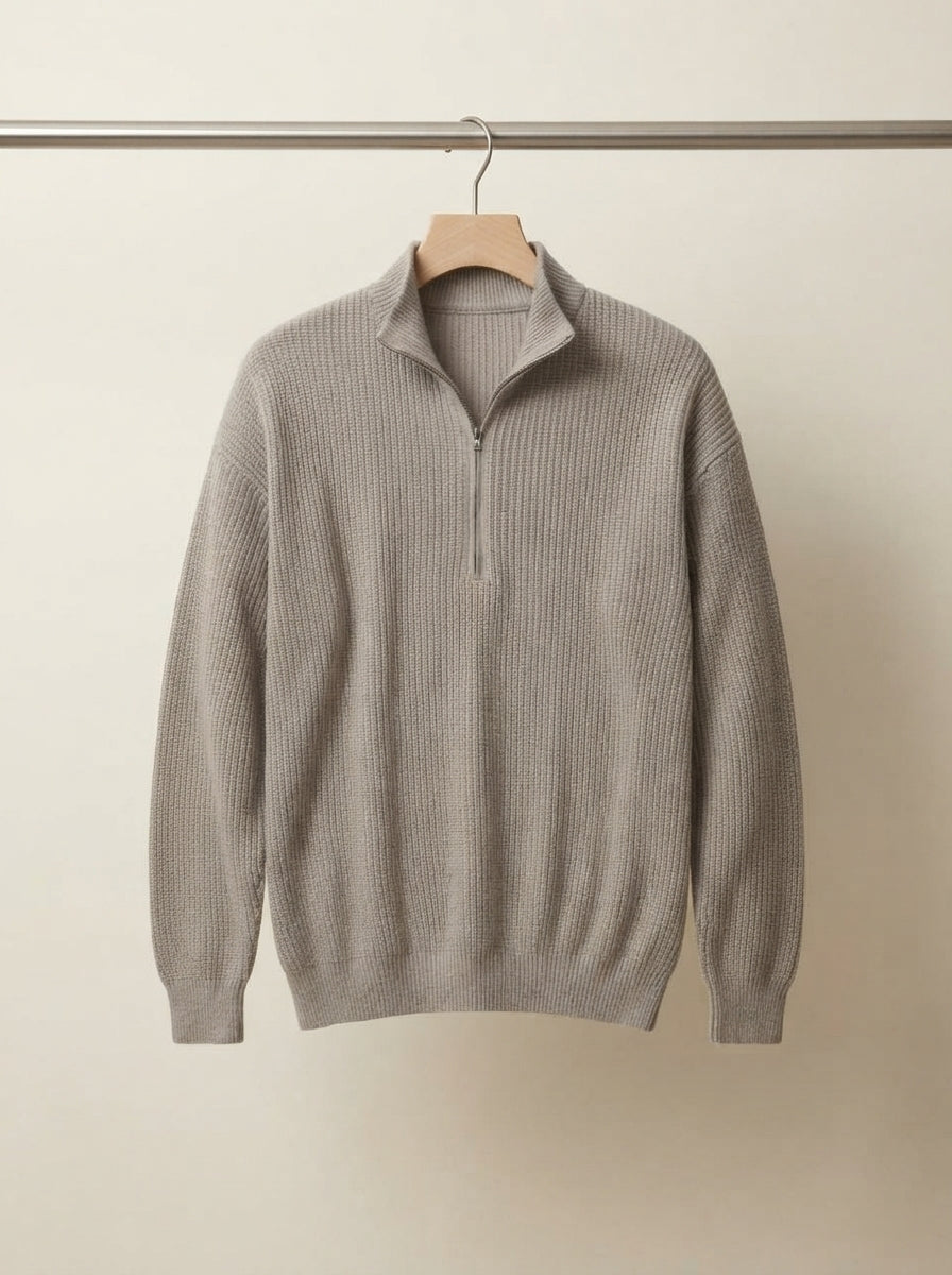 Men's Casual Knitted Zip Sweater