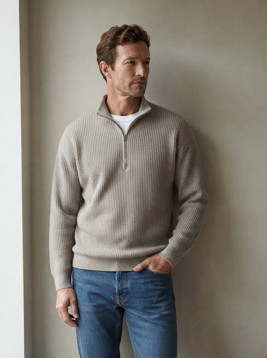 Men's Casual Knitted Zip Sweater