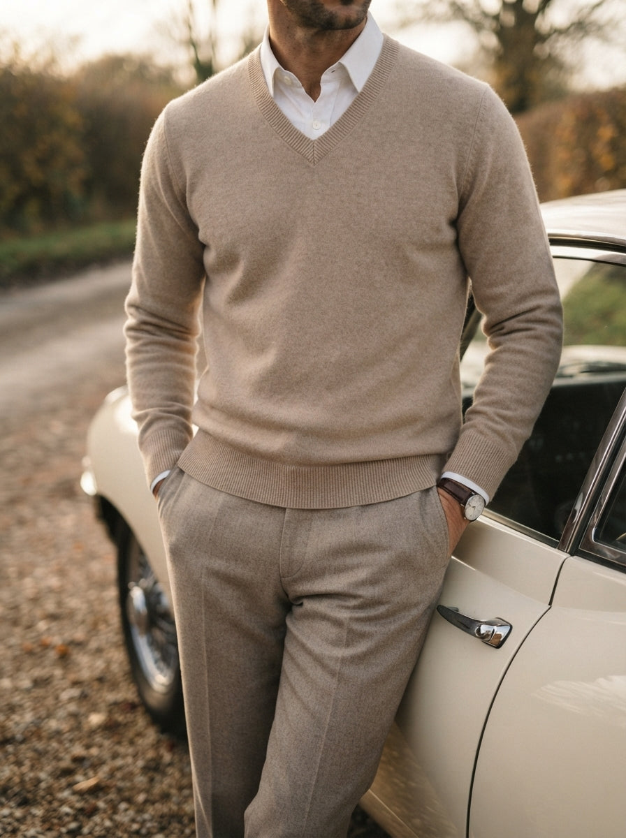 Men's Jumper Pullover V-Neck Slim Fit