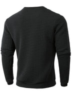 Men's Casual Jacquard Plaid Long Sleeve Pullover Sweater