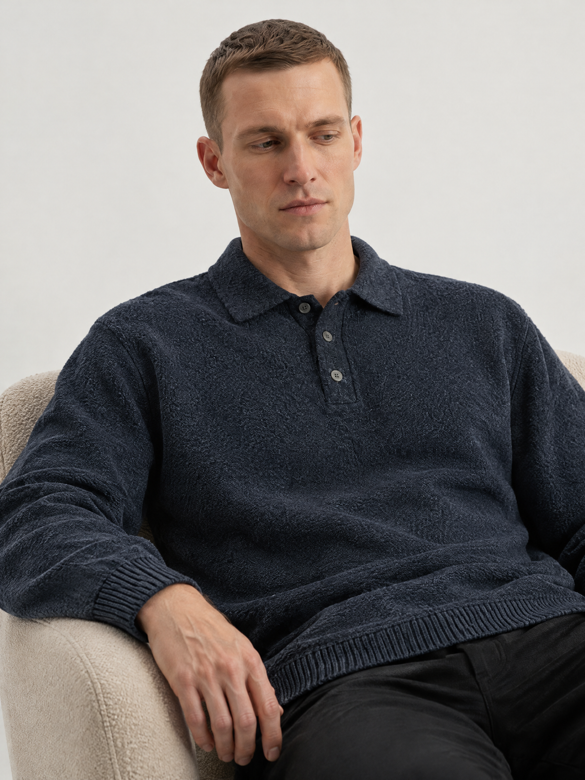 Ashford Relaxed Knit Polo Pullover